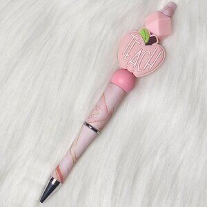 Pink Teach Silicone Beaded Ink Pen